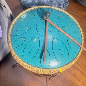 Teal Steel Tongue Drum with Mallets